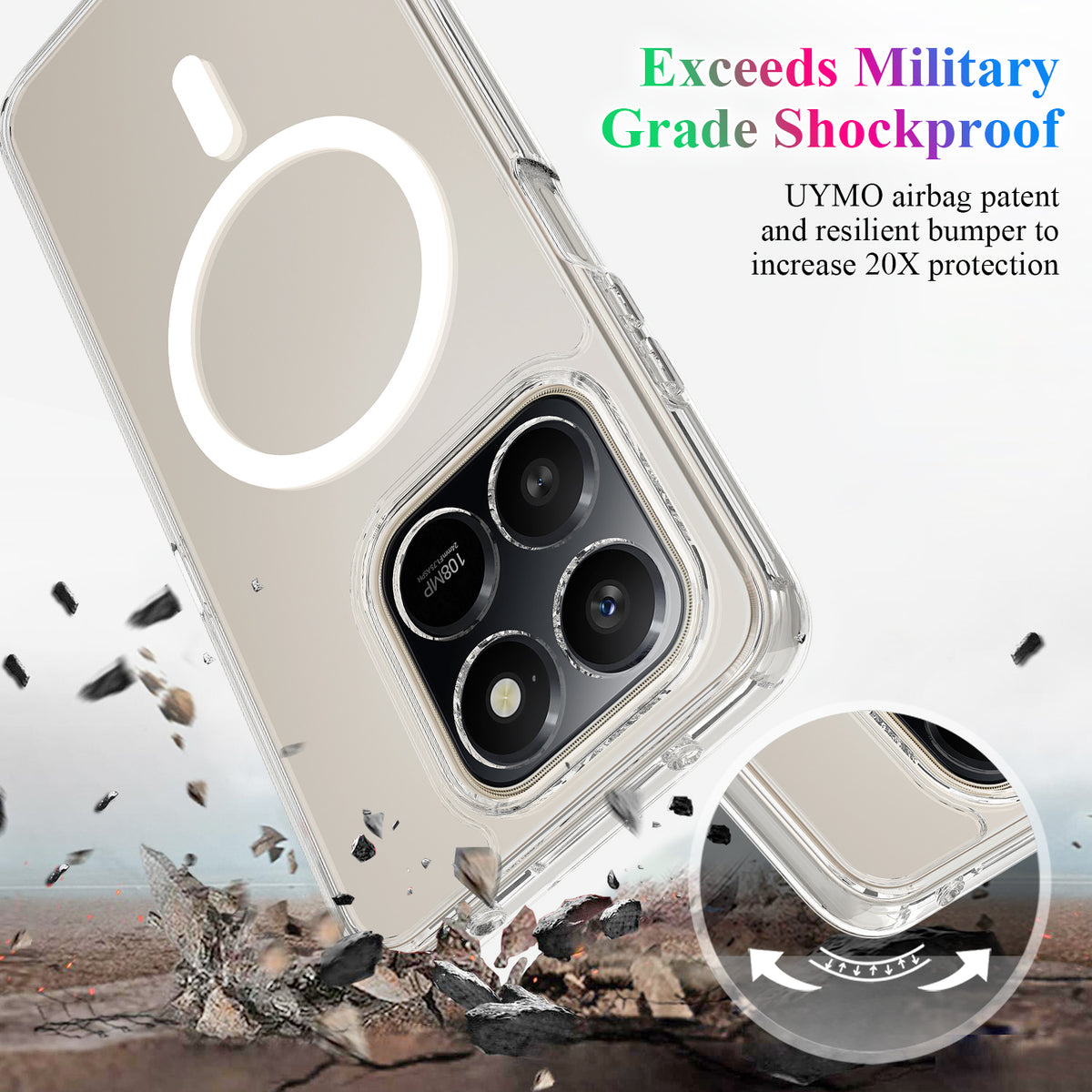 For Honor 400 Smart 5G / Honor X7d 4G / Honor X7d 5G / Honor 400 Smart 4G Clear Phone Magnetic Case TPU+Acrylic Back Cover