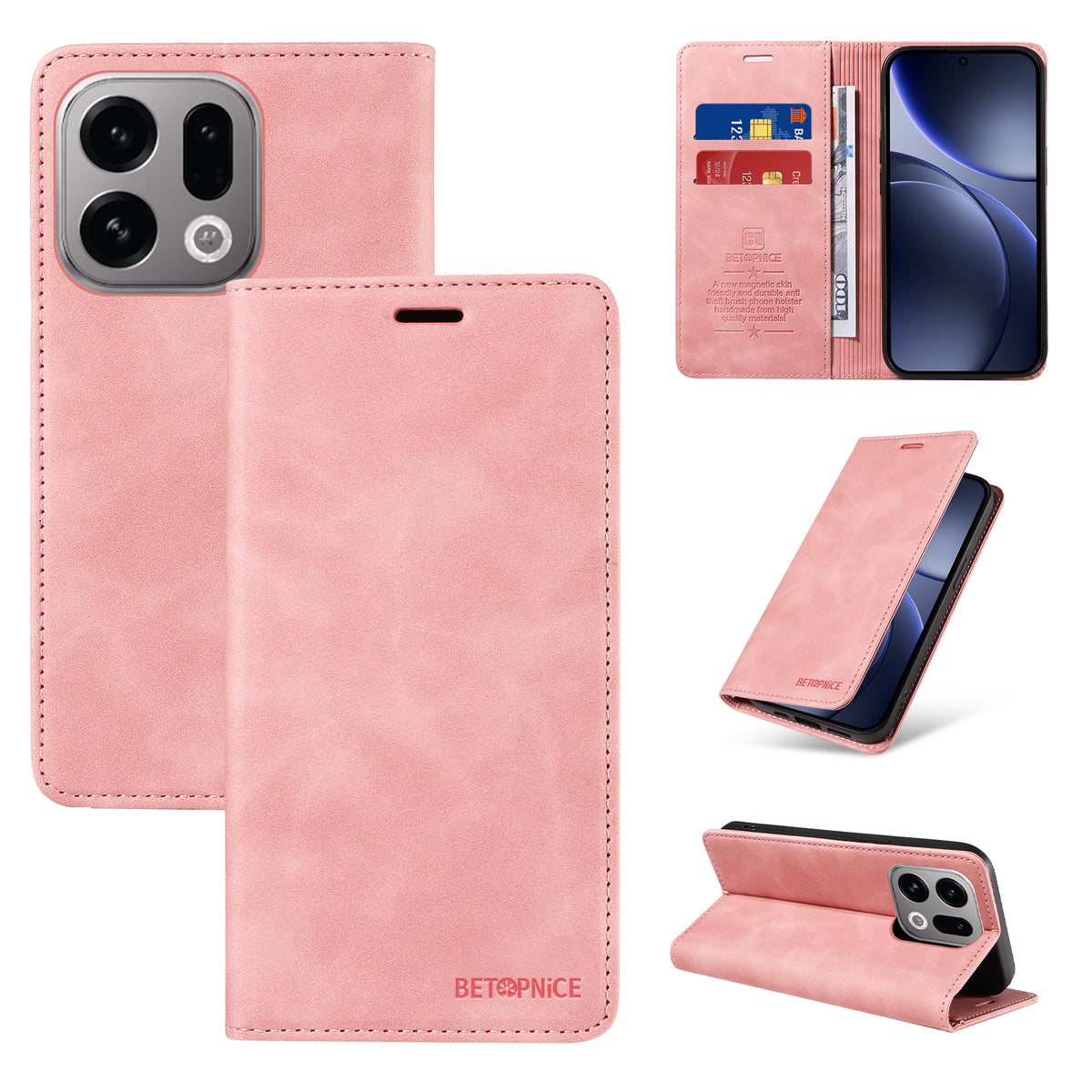 BETOPNICE For Oppo Find X9 5G Case  Magnetic Closure RFID Blocking Wallet Stand Leather Phone Cover
