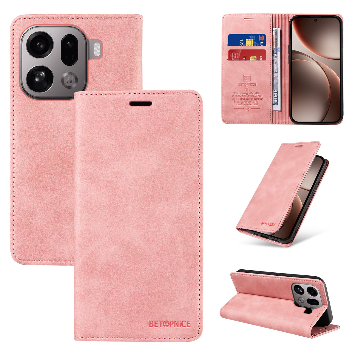 BETOPNICE For Oppo Find X9 Pro 5G Case  Magnetic Closure RFID Blocking Wallet Stand Leather Phone Cover