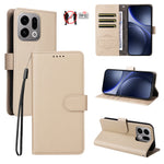 For Oppo Find X9 5G Case RFID Blocking 3 Card Slots PU Leather Phone Cover with Wrist Strap
