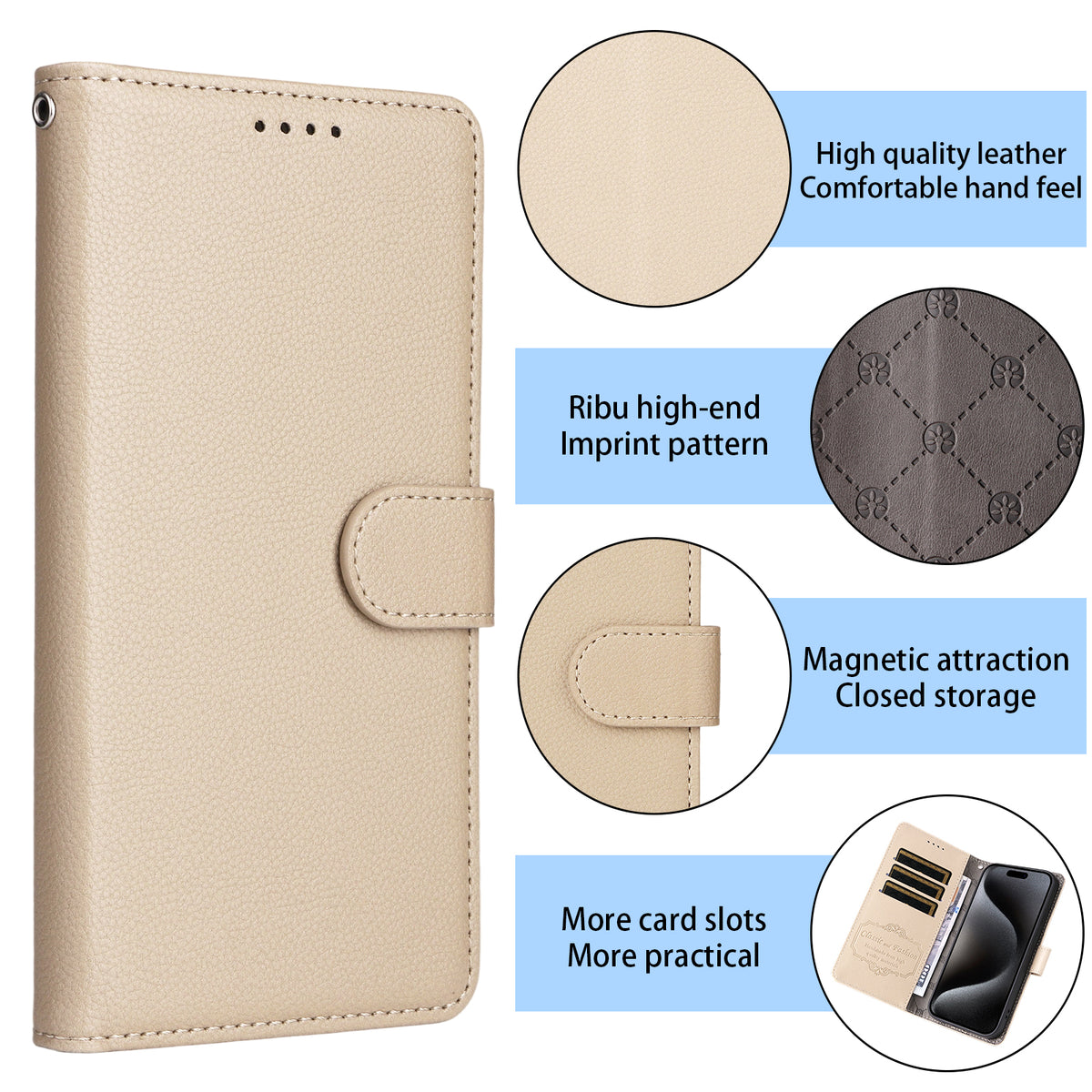 For Oppo Find X9 5G Case RFID Blocking 3 Card Slots PU Leather Phone Cover with Wrist Strap