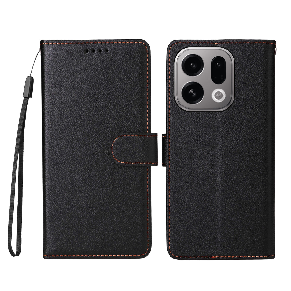 For Oppo Find X9 5G Case RFID Blocking 3 Card Slots PU Leather Phone Cover with Wrist Strap