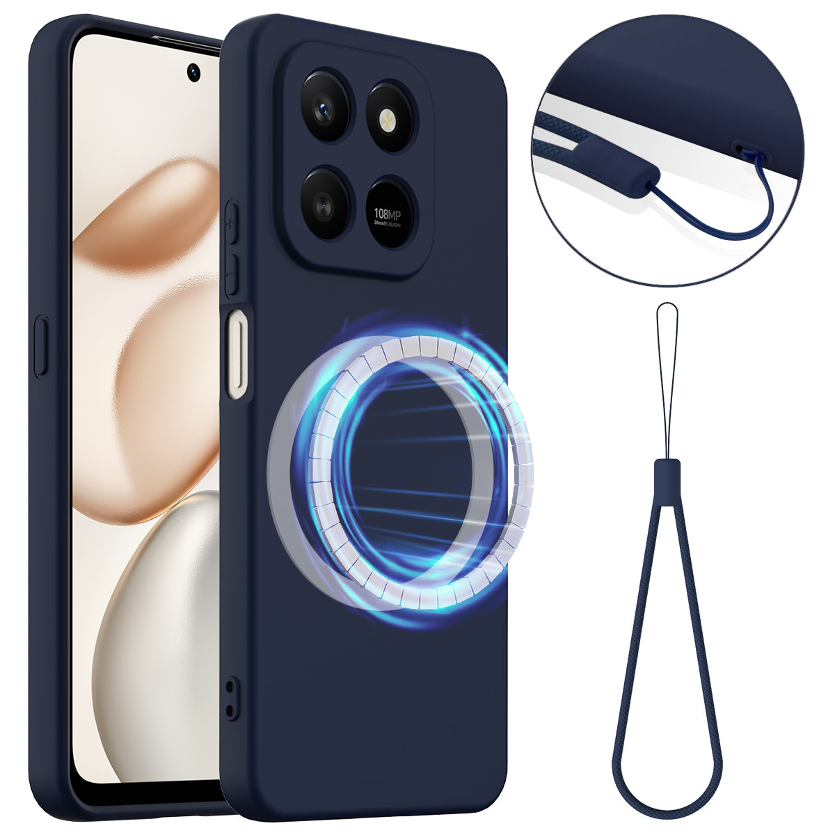 For Honor 400 Smart 5G / Honor X7d 4G / Honor X7d 5G / Honor 400 Smart 4G Magnetisk Cover Anti-fald Flydende Silikone Telefoncover