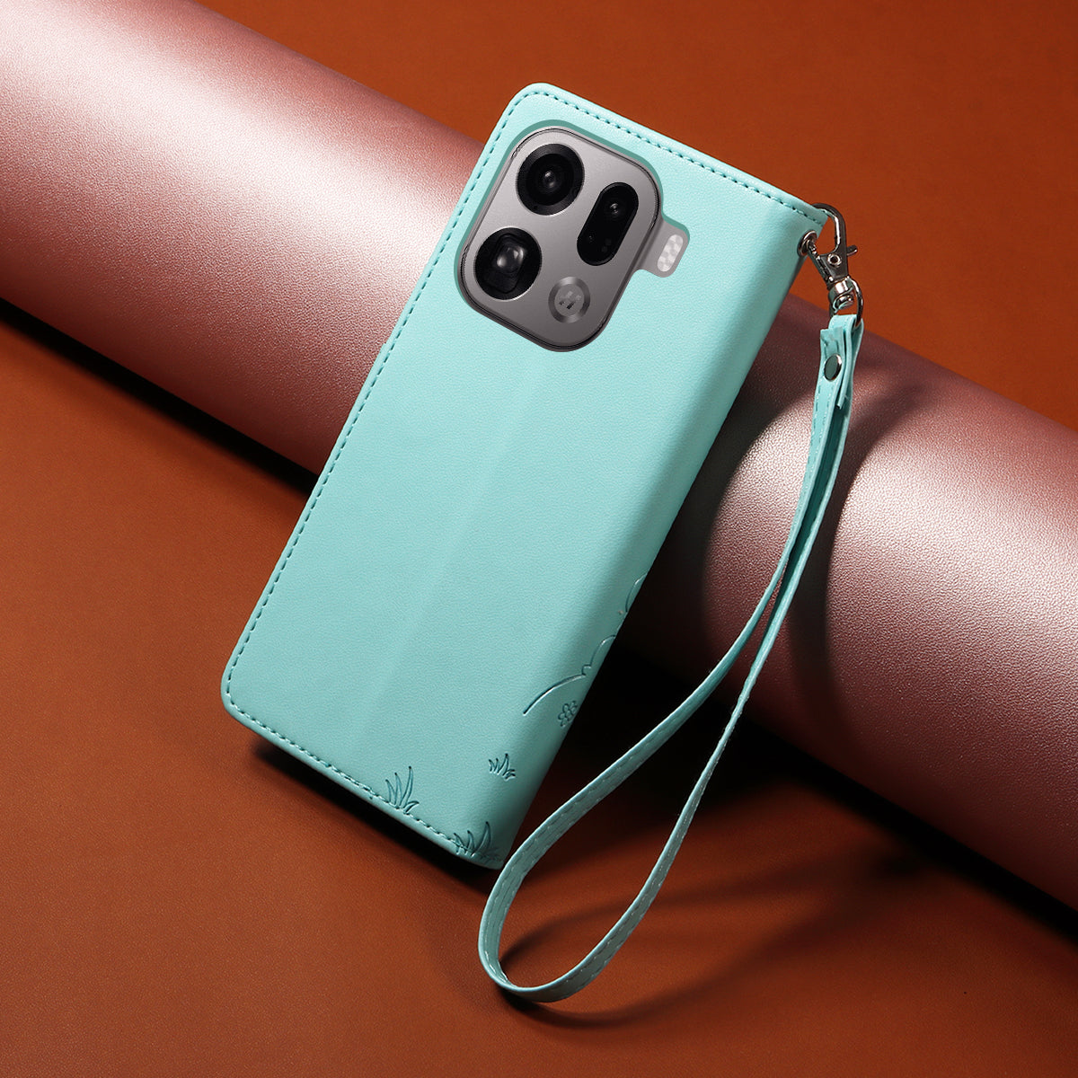 For Oppo Find X9 Pro 5G Case RFID Blocking Imprinted Dog Pattern PU Leather Phone Cover with Wrist Strap