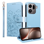 For Oppo Find X9 Pro 5G Case RFID Blocking Imprinted Dog Pattern PU Leather Phone Cover with Wrist Strap