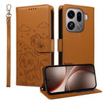 For Oppo Find X9 Pro 5G Case RFID Blocking Imprinted Dog Pattern PU Leather Phone Cover with Wrist Strap
