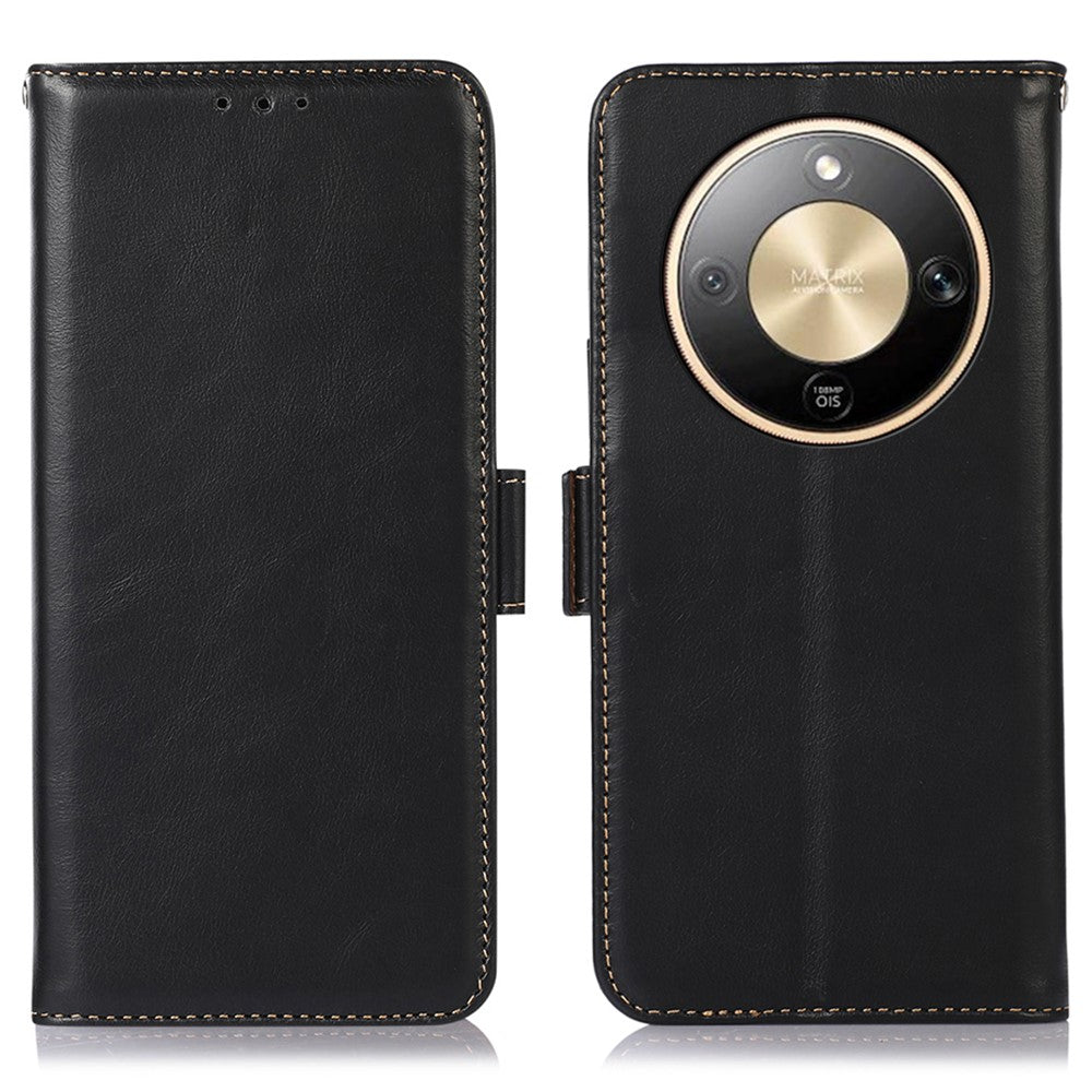 For Honor Magic8 Lite 5G / X9d 5G / X70 5G Case RFID Blocking Genuine Cow Leather Wallet Phone Cover