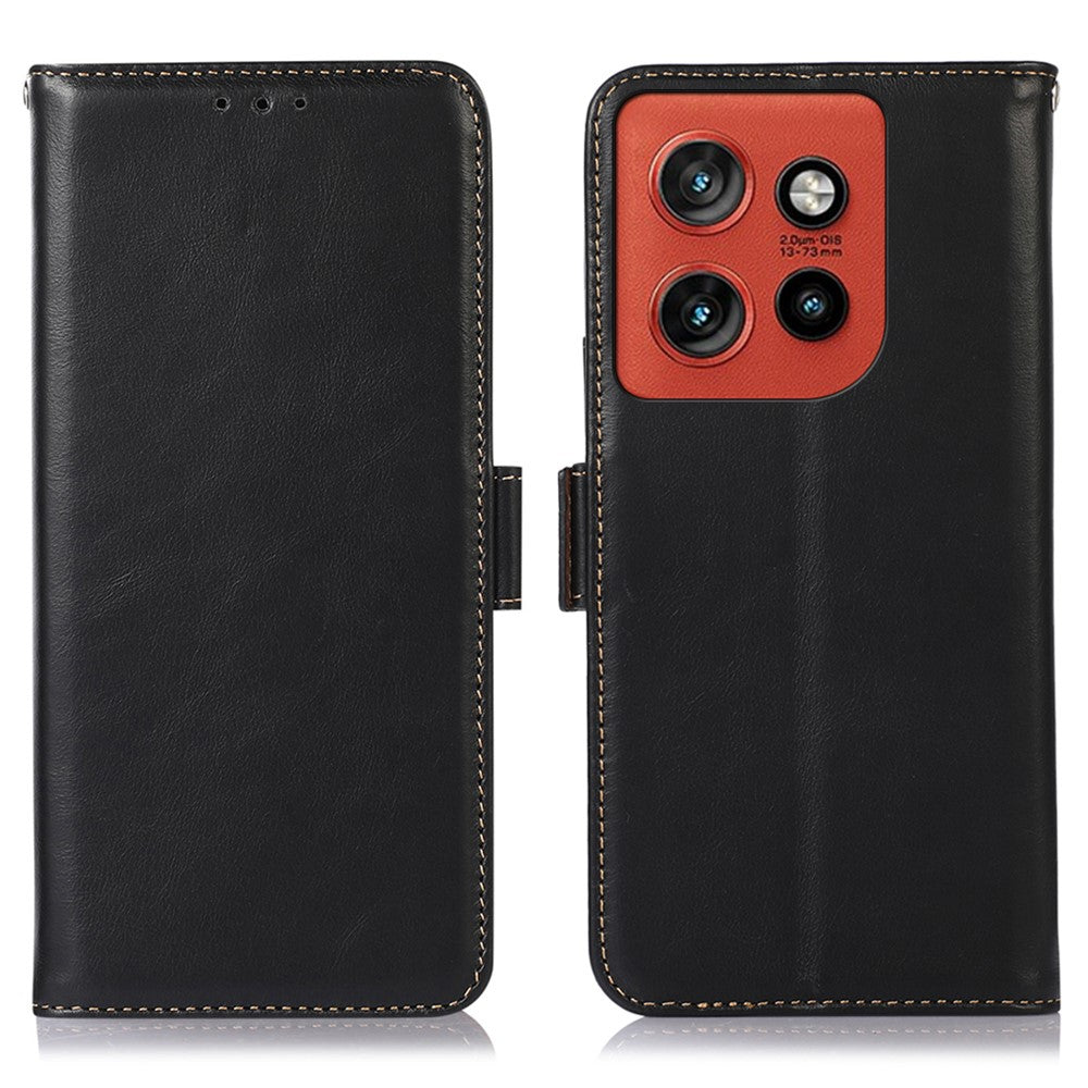 Genuine Cow Leather Case for Motorola Edge 60 Neo 5G / Edge 50 Neo 5G / Moto S50 5G / ThinkPhone 25 5G RFID Blocking Genuine Cow Leather Wallet Phone Cover