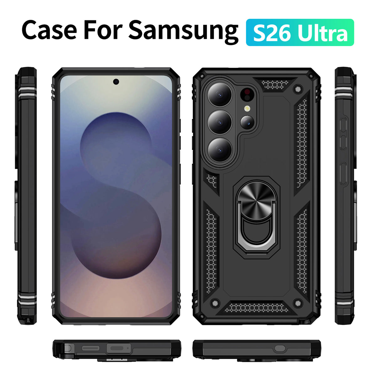 For Samsung Galaxy S26 Ultra Case PC + TPU Phone Cover with Kickstand