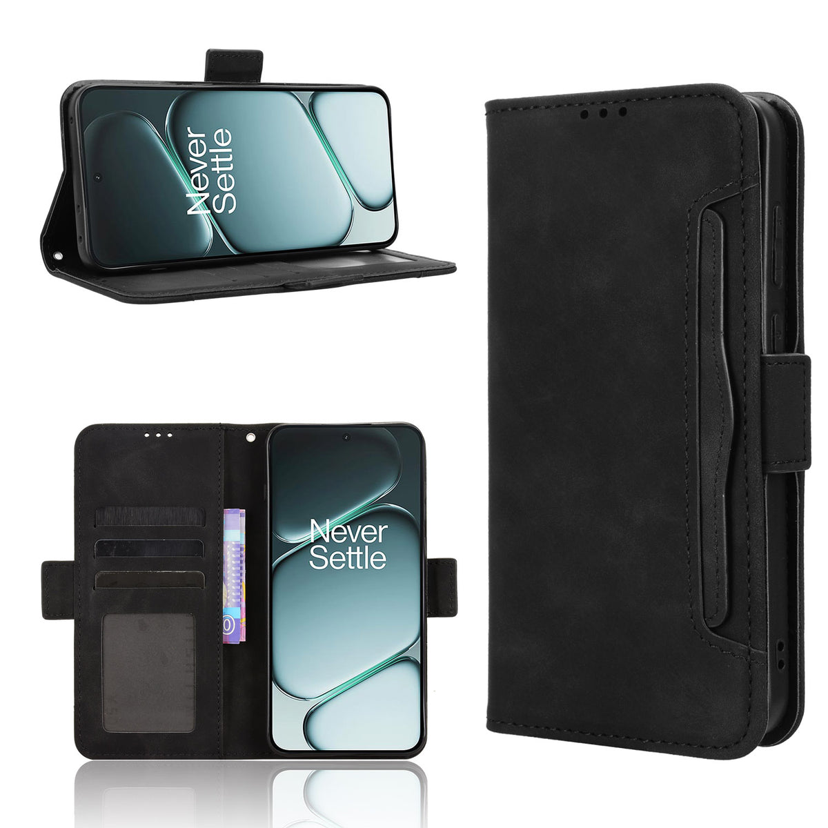 For OnePlus Ace 6 5G / 6T 5G / 15R 5G Leather Case Phone Wallet Cover with Multiple Card Slots