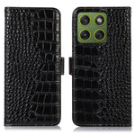 Til Motorola Edge 70 5G Cover RFID-blokerende pung Krokodilletekstur Ægte koskindstelefoncover