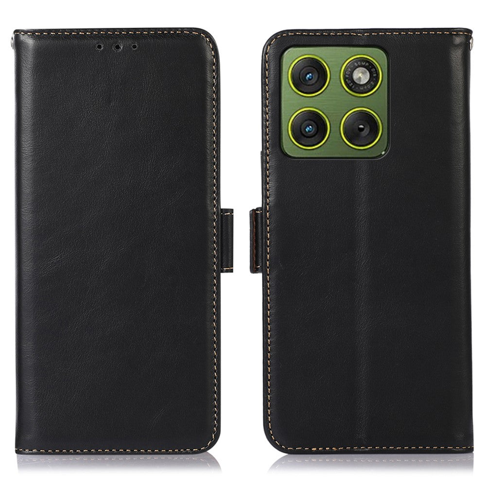 For Motorola Edge 70 5G Case RFID Blocking Genuine Cow Leather Wallet Phone Cover