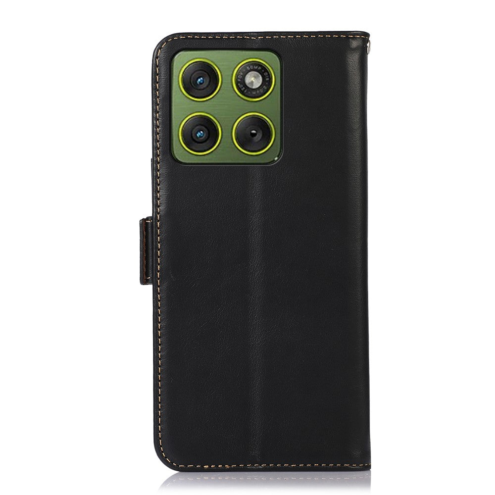 For Motorola Edge 70 5G Case RFID Blocking Genuine Cow Leather Wallet Phone Cover