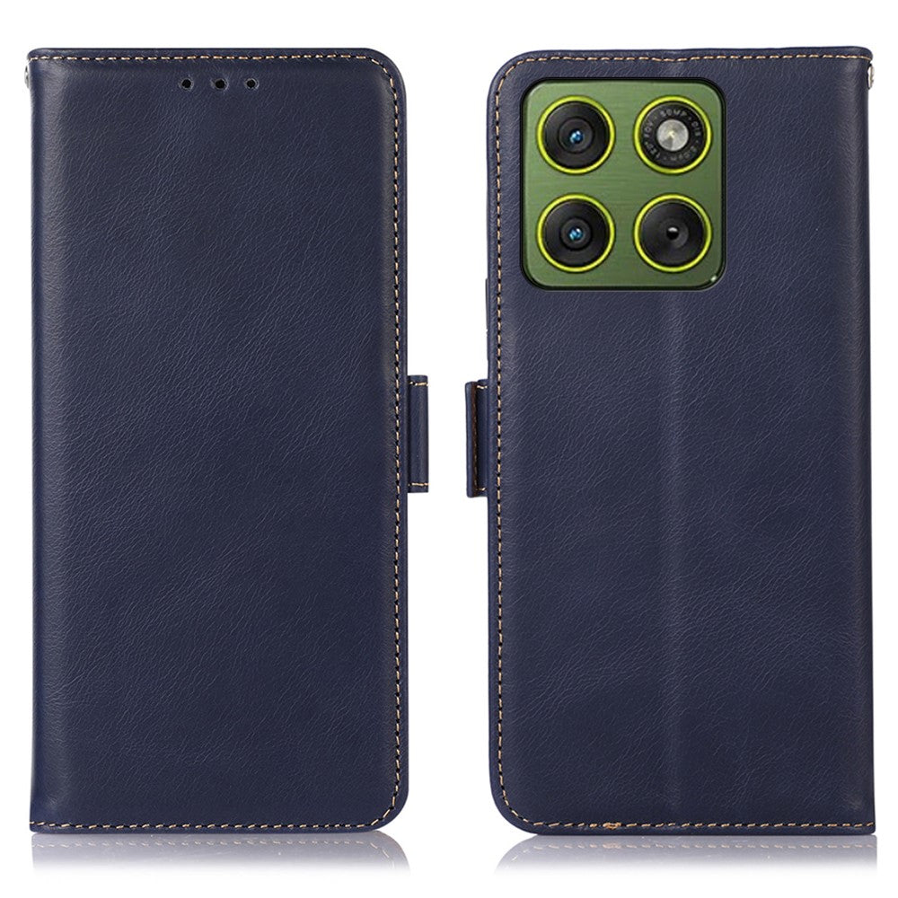 For Motorola Edge 70 5G Case RFID Blocking Genuine Cow Leather Wallet Phone Cover
