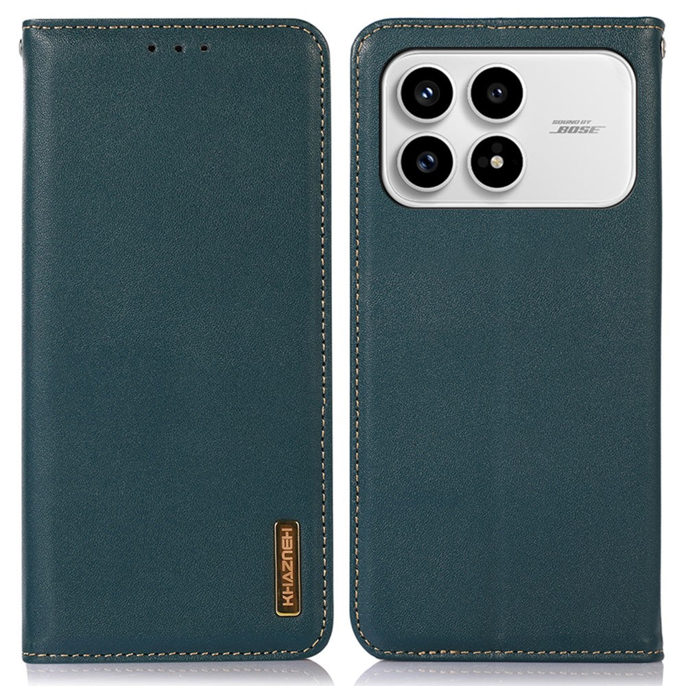KHAZNEH fodral till Xiaomi Redmi K90 5G / Poco F8 Pro 5G i äkta koskinn, mobilfodral med nappastruktur