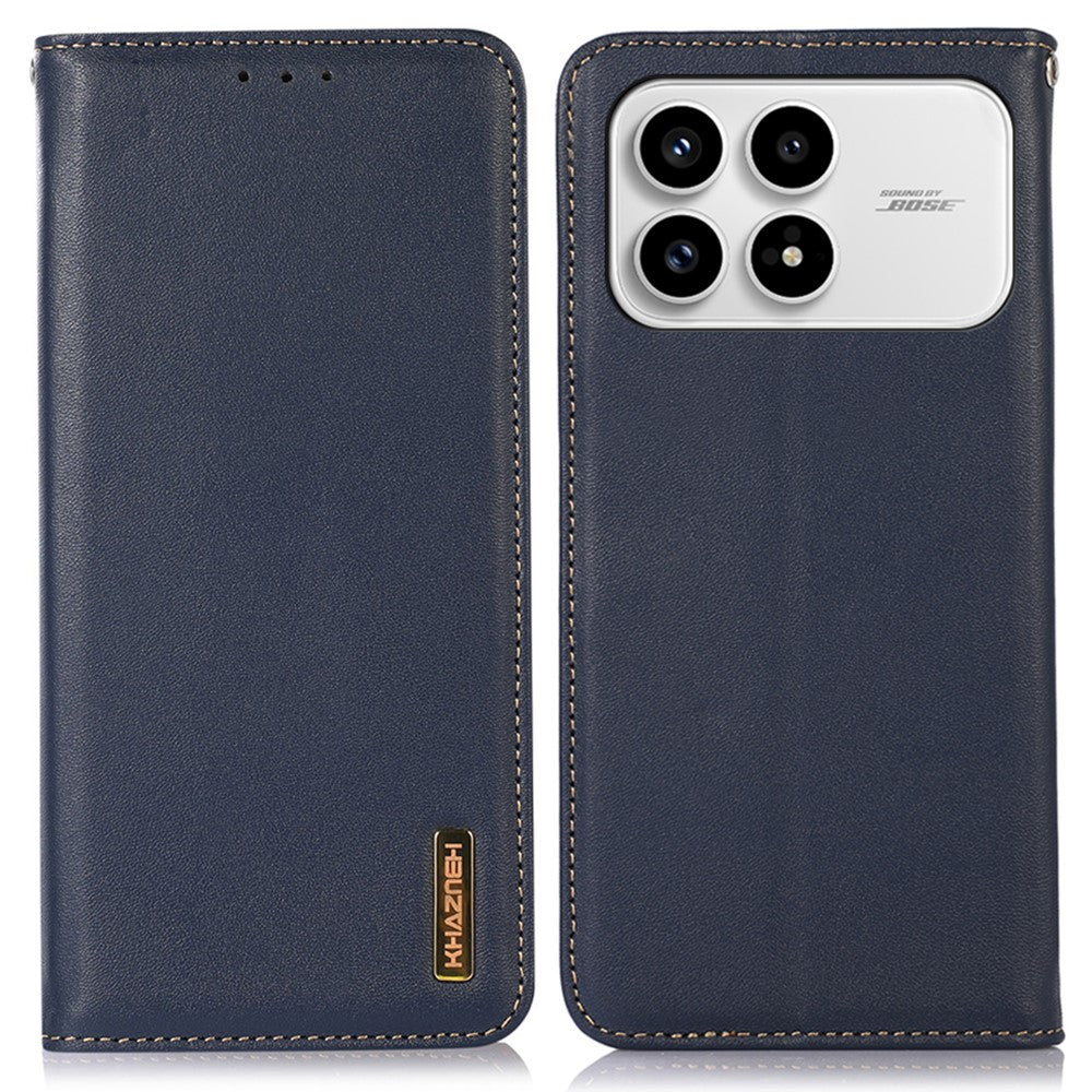 KHAZNEH fodral till Xiaomi Redmi K90 5G / Poco F8 Pro 5G i äkta koskinn, mobilfodral med nappastruktur