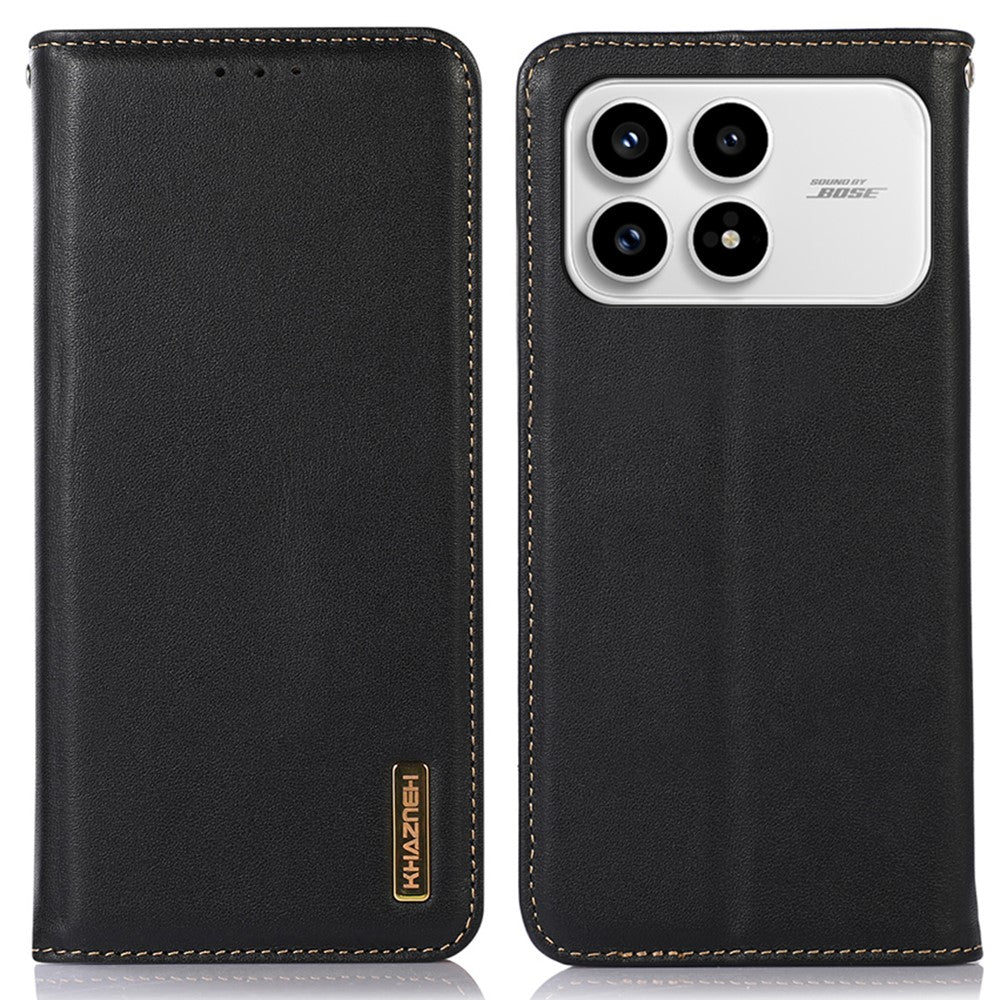 KHAZNEH fodral till Xiaomi Redmi K90 5G / Poco F8 Pro 5G i äkta koskinn, mobilfodral med nappastruktur