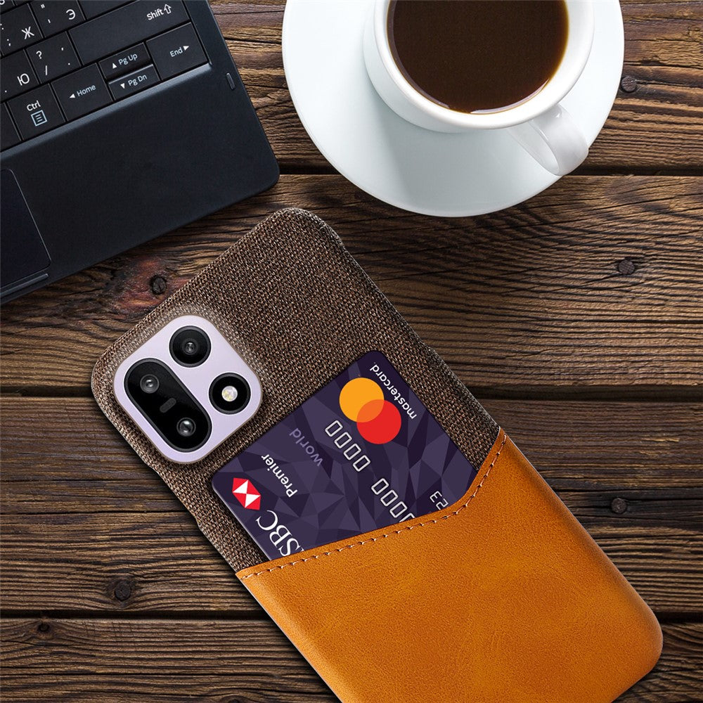 For OnePlus 15 5G Case PU Leather Cloth Texture Hard PC Phone Cover with Card Holder