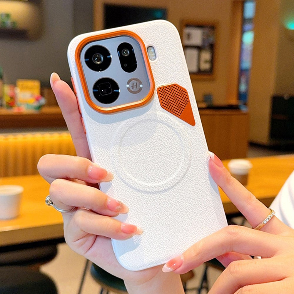 For Oppo Find X9 Pro 5G Magnetic Case Leather Coated PC + TPU Phone Cover with Heat Dissipation Sheet