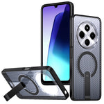 Magnetic Case For Xiaomi Redmi 17C 4G / 14C 4G  /  14C 5G  /  14R 5G  /  Poco C75 4G  /  5G Kickstand Grid Texture TPU PC Phone Back Cover