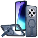Magnetisk etui til Xiaomi Redmi 17C 4G / 14C 4G / 14C 5G / 14R 5G / Poco C75 4G / 5G, TPU- og PC-bagside med gitterstruktur og støtteben