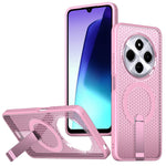 Magnetic Case For Xiaomi Redmi 17C 4G / 14C 4G  /  14C 5G  /  14R 5G  /  Poco C75 4G  /  5G Kickstand Grid Texture TPU PC Phone Back Cover