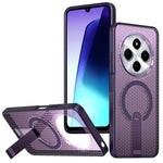 Magnetic Case For Xiaomi Redmi 17C 4G / 14C 4G  /  14C 5G  /  14R 5G  /  Poco C75 4G  /  5G Kickstand Grid Texture TPU PC Phone Back Cover