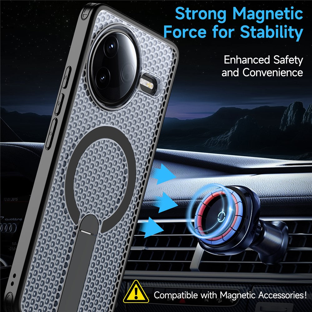Magnetiskt fodral för Xiaomi Redmi K80 5G / K80 Pro 5G / Poco F7 Pro 5G / Poco F7 Ultra 5G stativ rutmönster TPU PC mobil baksida