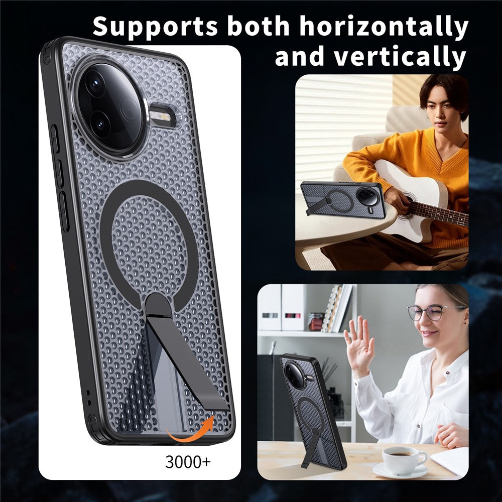 Magnetiskt fodral för Xiaomi Redmi K80 5G / K80 Pro 5G / Poco F7 Pro 5G / Poco F7 Ultra 5G stativ rutmönster TPU PC mobil baksida