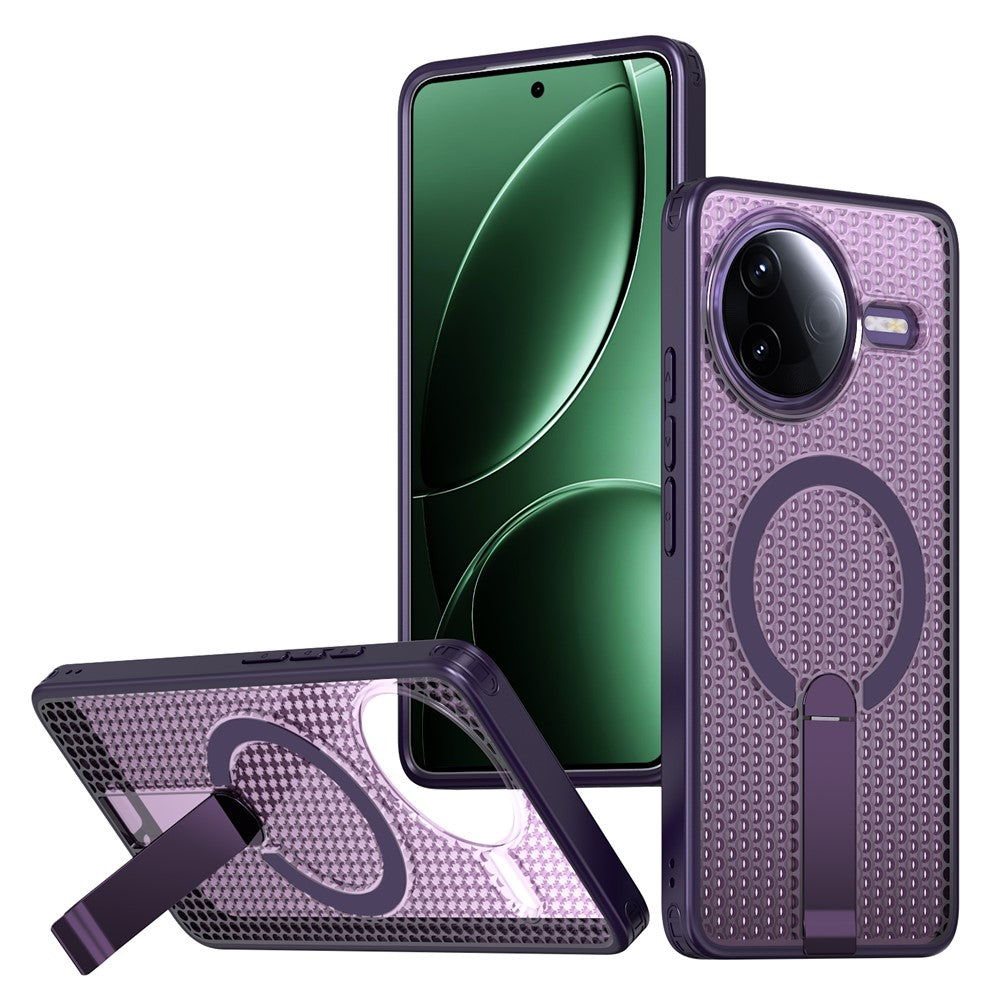 Magnetiskt fodral för Xiaomi Redmi K80 5G / K80 Pro 5G / Poco F7 Pro 5G / Poco F7 Ultra 5G stativ rutmönster TPU PC mobil baksida