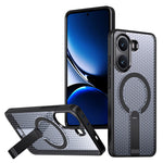 For Xiaomi Poco X7 Pro 5G Magnetic Case Kickstand Grid Texture TPU PC Phone Back Cover