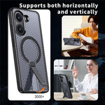 For Xiaomi Poco X7 Pro 5G Magnetic Case Kickstand Grid Texture TPU PC Phone Back Cover