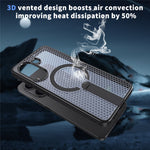 For Xiaomi Poco X7 Pro 5G Magnetic Case Kickstand Grid Texture TPU PC Phone Back Cover