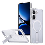 For Xiaomi Poco X7 Pro 5G Magnetic Case Kickstand Grid Texture TPU PC Phone Back Cover