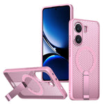 For Xiaomi Poco X7 Pro 5G Magnetic Case Kickstand Grid Texture TPU PC Phone Back Cover