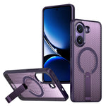 For Xiaomi Poco X7 Pro 5G Magnetic Case Kickstand Grid Texture TPU PC Phone Back Cover