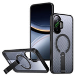 For Xiaomi Poco F7 5G  /  Redmi Turbo 4 Pro 5G Magnetic Case Kickstand Grid Texture TPU PC Phone Back Cover