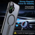 For Xiaomi Poco F7 5G  /  Redmi Turbo 4 Pro 5G Magnetic Case Kickstand Grid Texture TPU PC Phone Back Cover