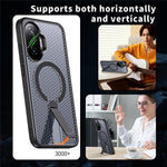 For Xiaomi Poco F7 5G  /  Redmi Turbo 4 Pro 5G Magnetic Case Kickstand Grid Texture TPU PC Phone Back Cover