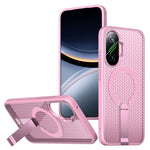 For Xiaomi Poco F7 5G  /  Redmi Turbo 4 Pro 5G Magnetic Case Kickstand Grid Texture TPU PC Phone Back Cover