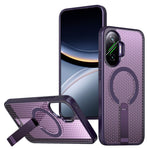For Xiaomi Poco F7 5G  /  Redmi Turbo 4 Pro 5G Magnetic Case Kickstand Grid Texture TPU PC Phone Back Cover