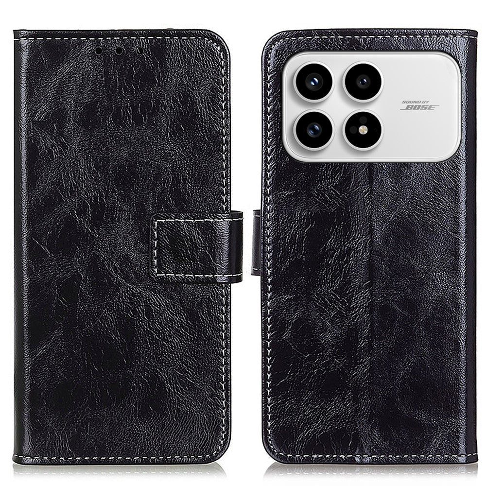 For Xiaomi Redmi K90 5G / Poco F8 Pro 5G Case Wallet Leather Phone Cover Crazy Horse Texture