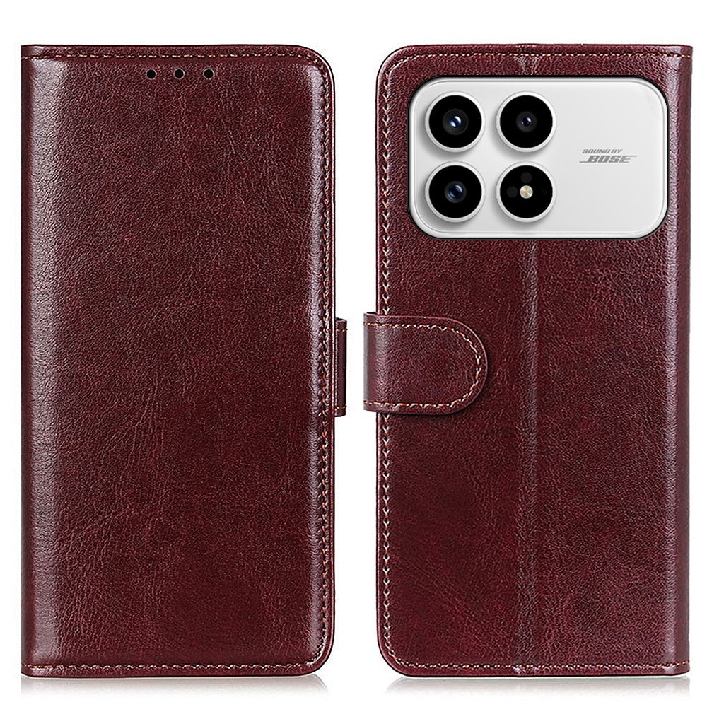 For Xiaomi Redmi K90 5G / Poco F8 Pro 5G Case Crazy Horse Texture PU Leather Phone Stand Cover