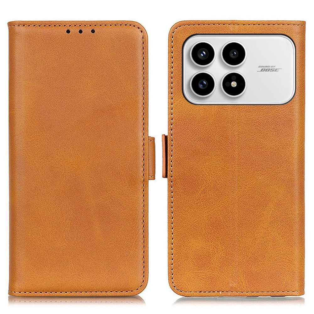 For Xiaomi Redmi K90 5G / Poco F8 Pro 5G Case Stand Cowhide Texture PU Leather Phone Cover