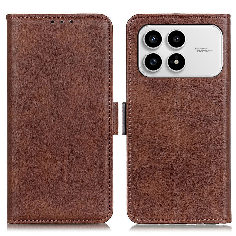 For Xiaomi Redmi K90 5G / Poco F8 Pro 5G Case Stand Cowhide Texture PU Leather Phone Cover