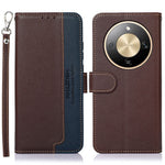 KHAZNEH For Honor Magic8 Lite 5G / X9d 5G / X70 5G Case RFID Blocking Wallet Litchi Texture PU Leather Phone Cover with Strap