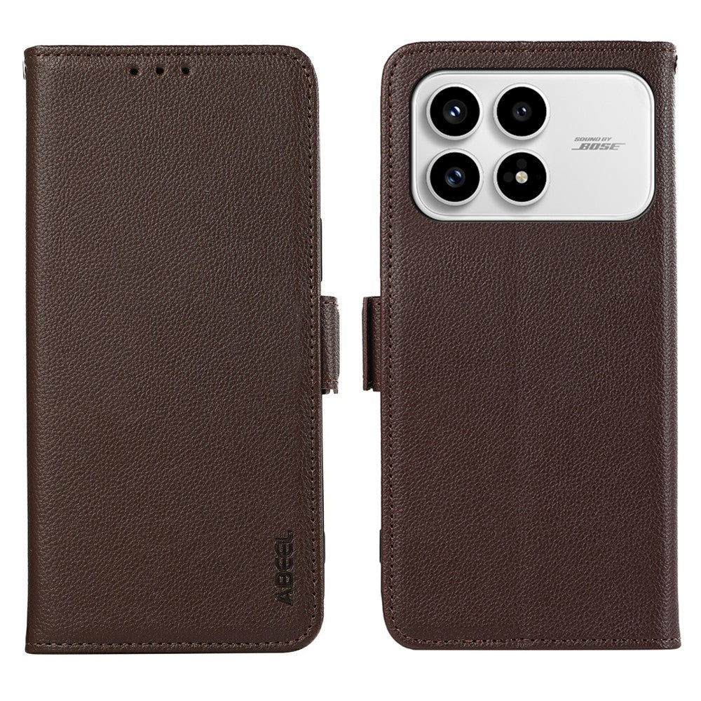 ABEEL För Xiaomi Redmi K90 5G / Poco F8 Pro 5G Skal Litchi Textur Läder RFID-blockerande mobilskal