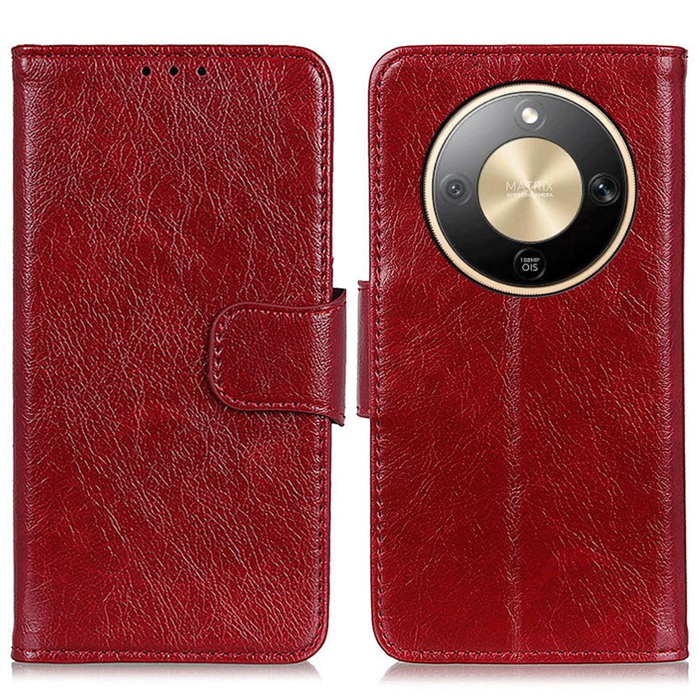 Wallet Case For Honor Magic8 Lite 5G  /  X70 5G  /  X9d 5G Nappa Texture Split Leather Phone Cover