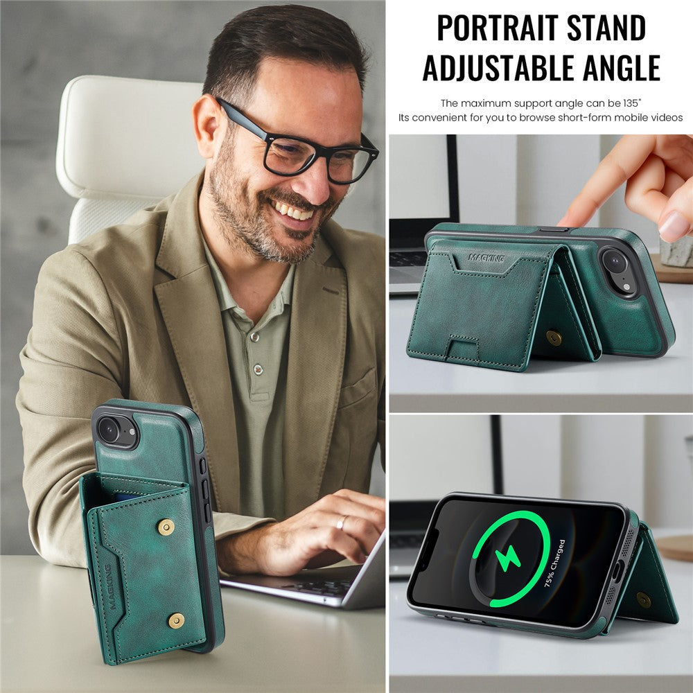 MAGKING K4 Series For iPhone 17th / 16th Case Compatible with MagSafe Detachable Wallet PU TPU PC Phone Cover