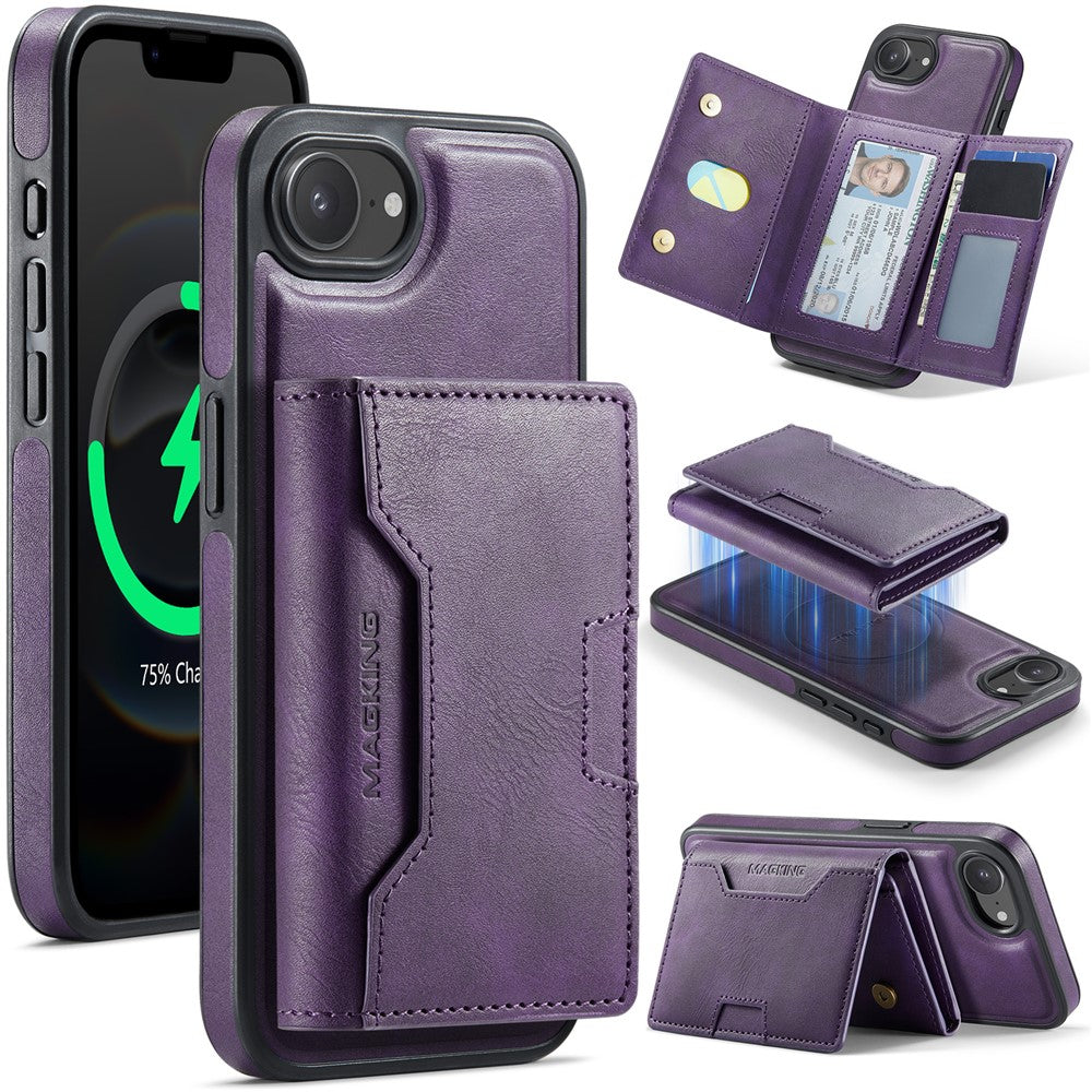 MAGKING K4 Series For iPhone 17th / 16th Case Compatible with MagSafe Detachable Wallet PU TPU PC Phone Cover